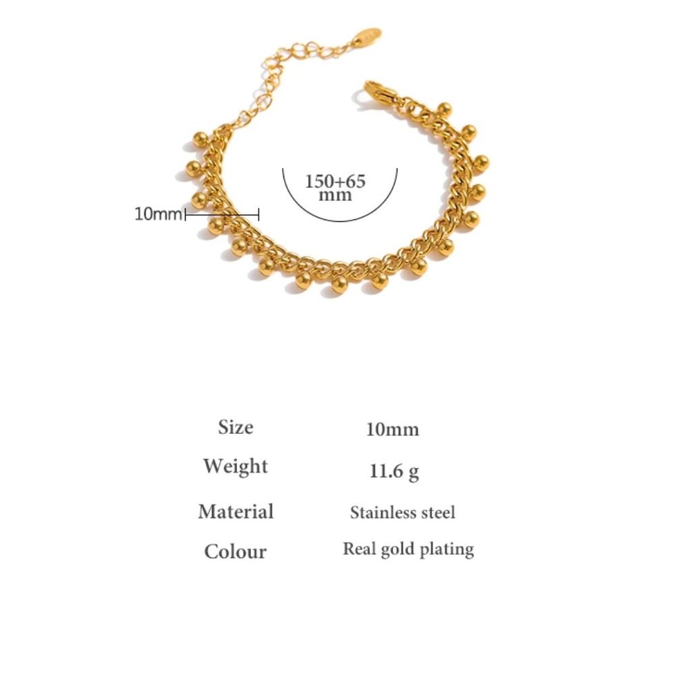 NEW 18K Gold Plated Bead Link Chain Bracelet - Picture 7 of 9